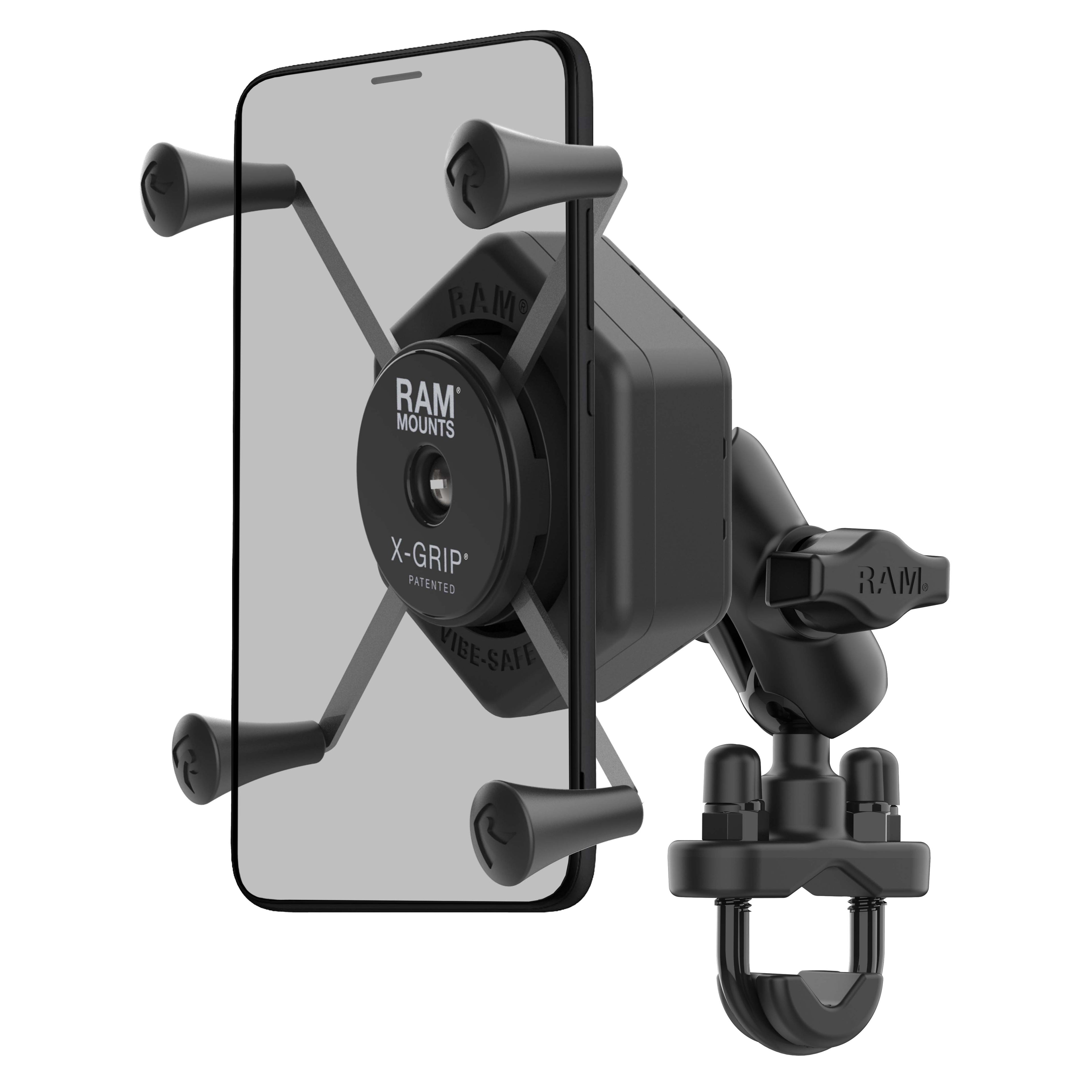 RAM-B-149Z-A-UN10-462:RAM-B-149Z-A-UN10-462_1:RAM® X-Grip® Large Phone Mount with Vibe-Safe™ & U-Bolt Base - Short