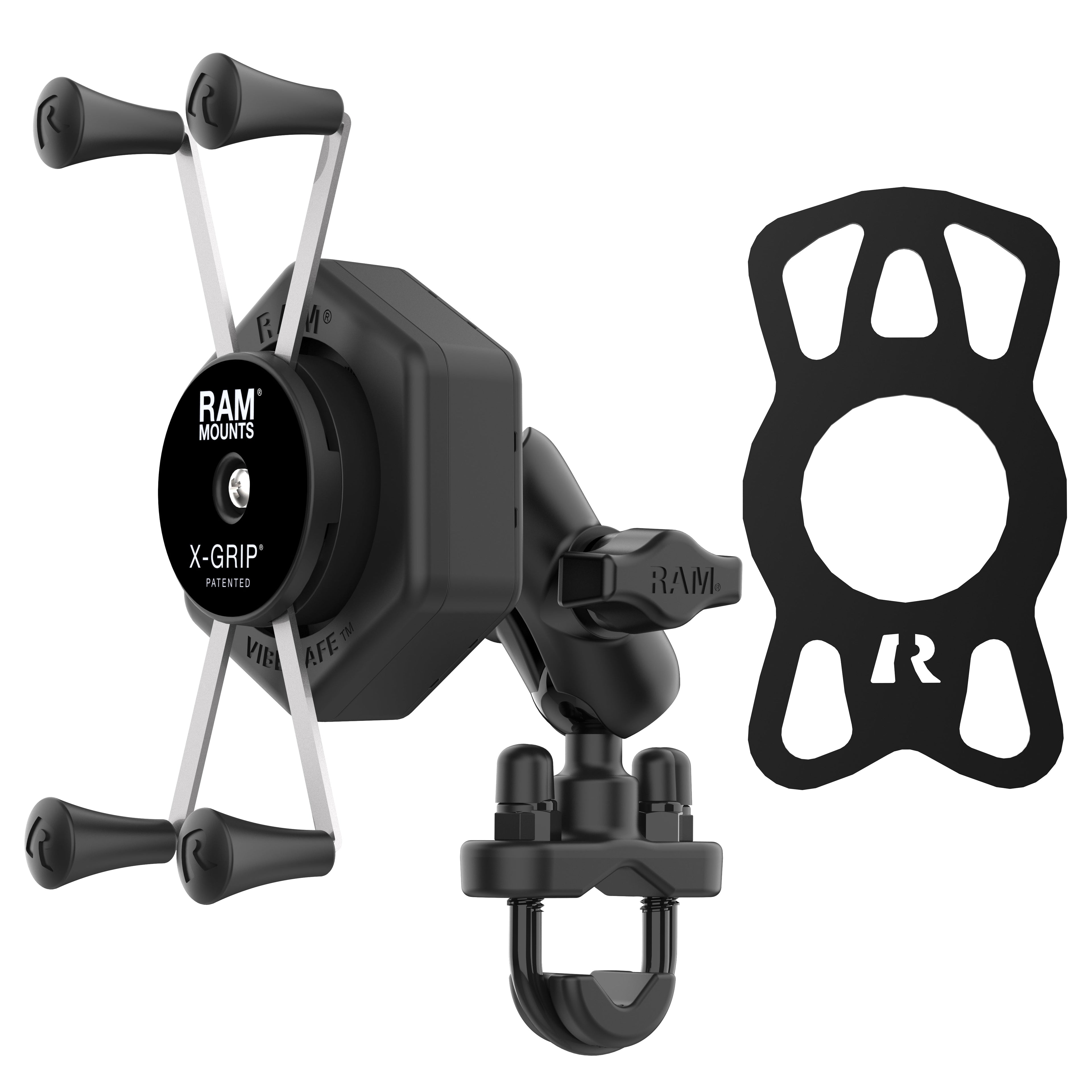 RAM-B-149Z-A-UN10-462:RAM-B-149Z-A-UN10-462_1:RAM® X-Grip® Large Phone Mount with Vibe-Safe™ & U-Bolt Base - Short