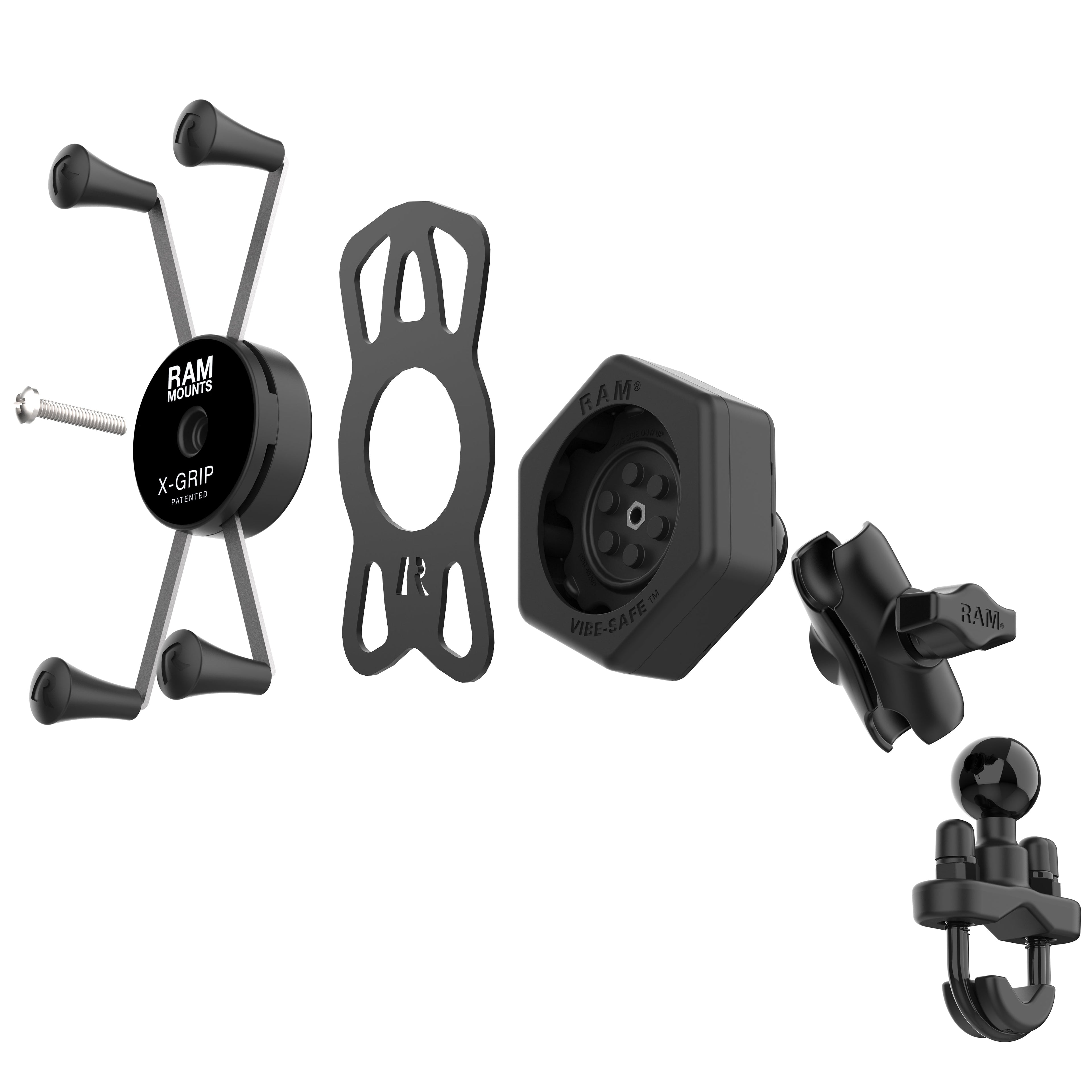 RAM-B-149Z-A-UN10-462:RAM-B-149Z-A-UN10-462_1:RAM® X-Grip® Large Phone Mount with Vibe-Safe™ & U-Bolt Base - Short