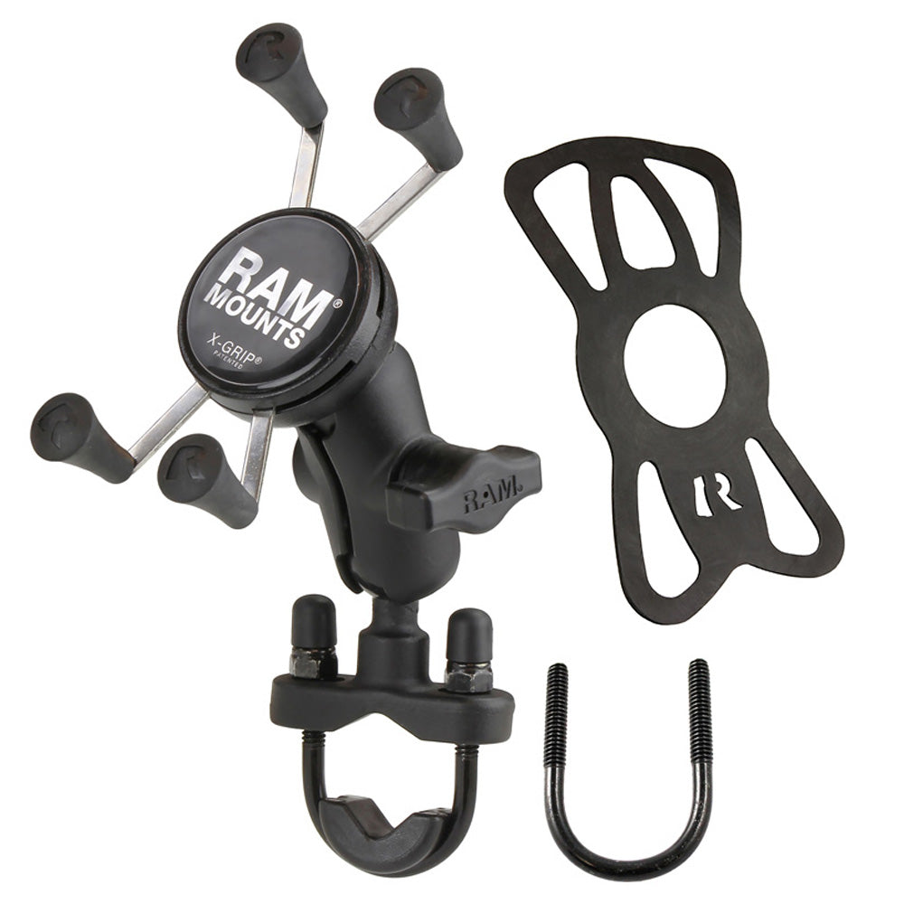 RAM-B-149Z-A-UN7U:RAM-B-149Z-A-UN7U_1:RAM® X-Grip® Phone Mount with Handlebar U-Bolt Base - Short