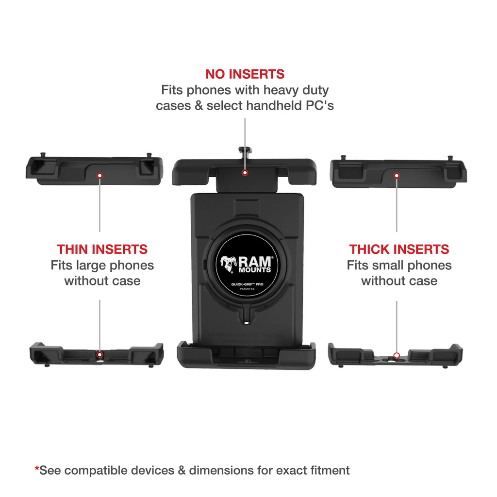 RAM-B-149Z-PD7U:RAM-B-149Z-PD7U_1:RAM® Quick-Grip™ Pro XL Phone Mount with Handlebar U-Bolt Base - Medium