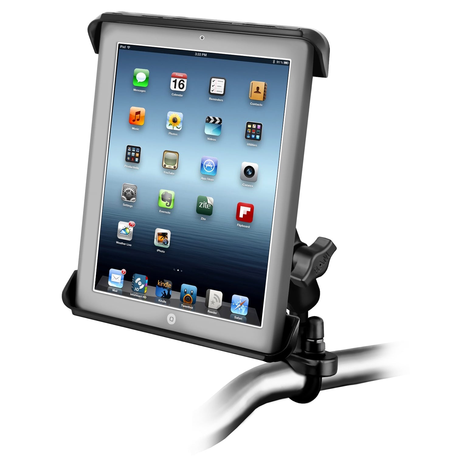 RAM-B-149Z-TAB-LG:RAM-B-149Z-TAB-LG_1:RAM® Tab-Tite™ Handlebar U-Bolt Mount for Large Tablets