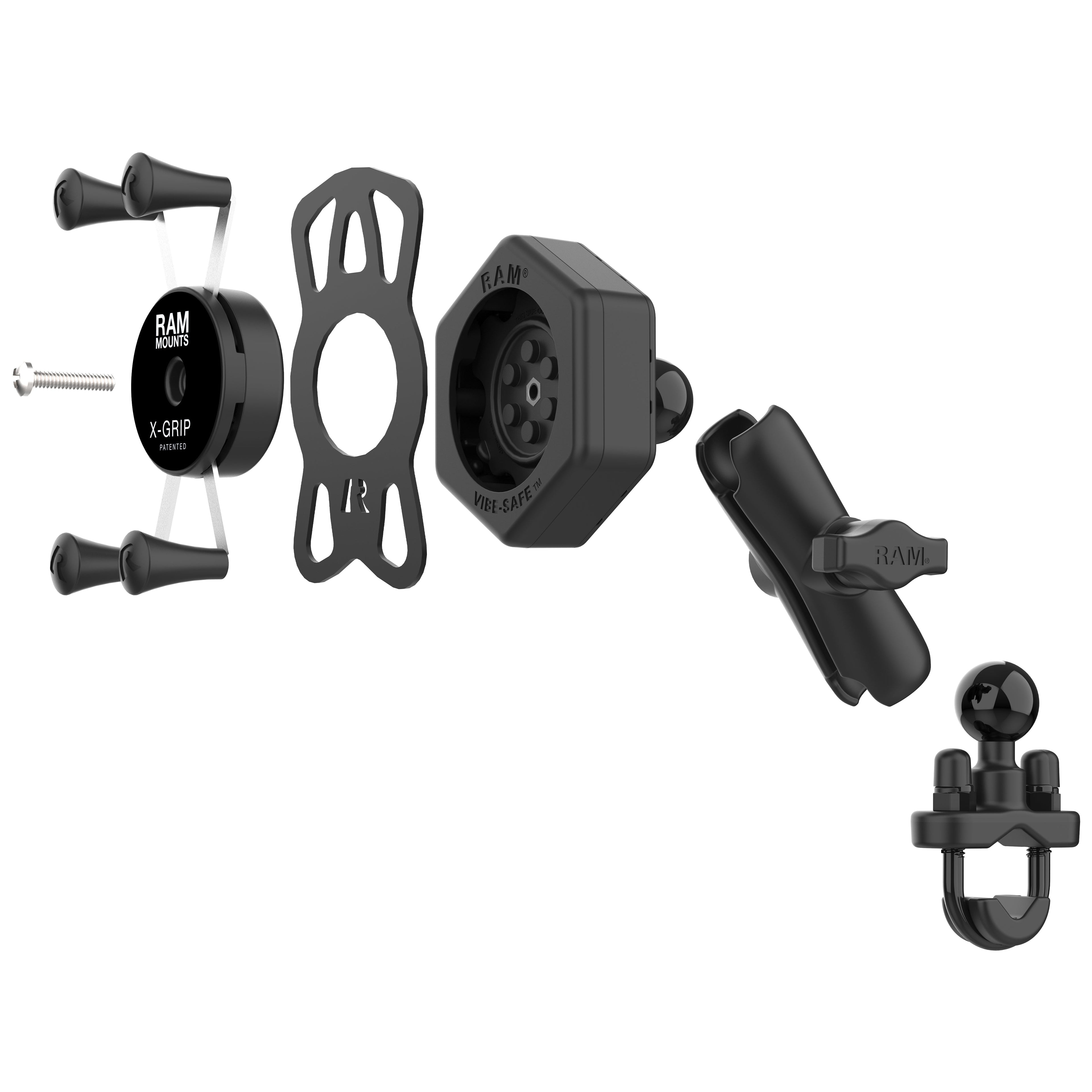 RAM-B-149Z-UN7-462:RAM-B-149Z-UN7-462_1:RAM® X-Grip® Phone Mount with Vibe-Safe™ & U-Bolt Base - Medium