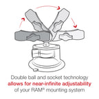 RAM-B-166-103U:RAM-B-166-103U_1:RAM® Twist-Lock™ Suction Cup Base with Double Socket Arm