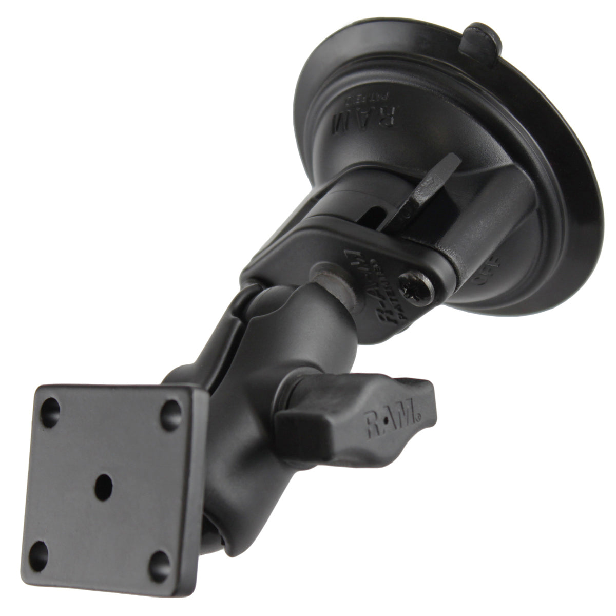 RAM-B-166-A-347-DYN1U:RAM-B-166-A-347-DYN1U_1:RAM® Twist-Lock™ Suction Cup Double Ball Mount with AMPS Hole Pattern