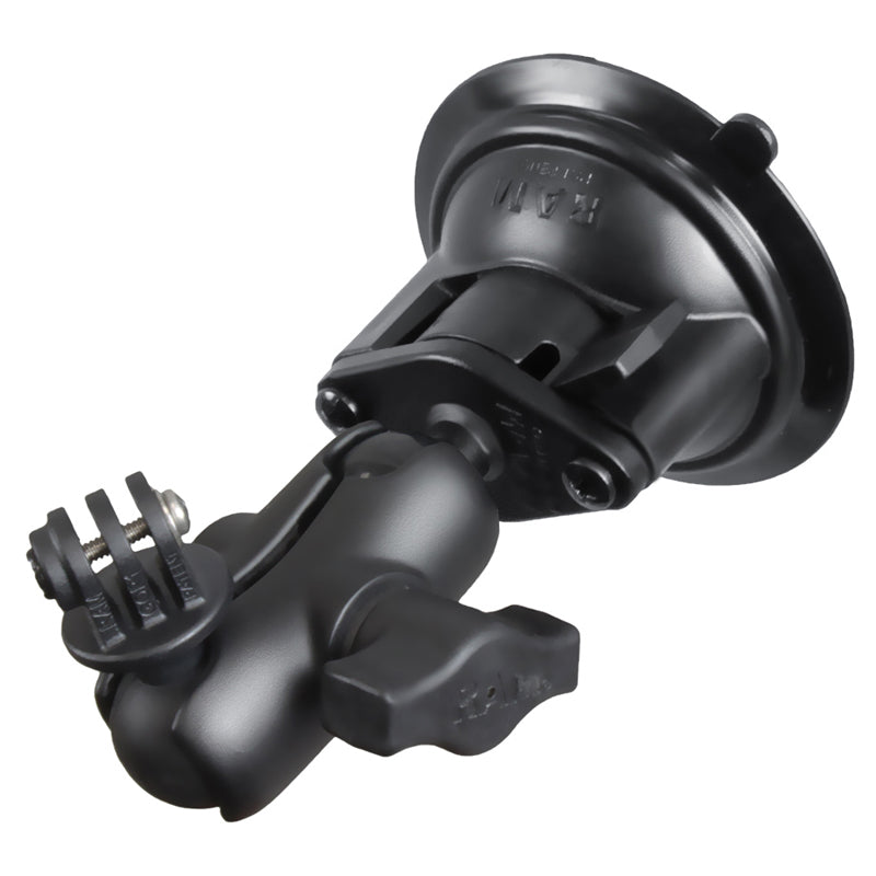 RAM-B-166-A-GOP1U:RAM-B-166-A-GOP1U_1:RAM® Twist-Lock™ Suction Cup Mount with Action Camera Adapter - Short