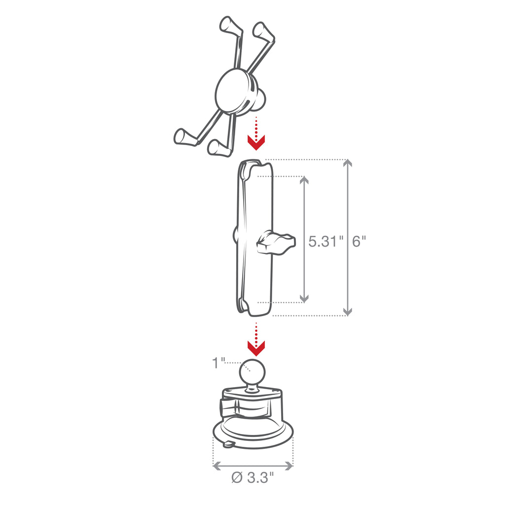 RAM-B-166-C-UN10U:RAM-B-166-C-UN10U_1:RAM® X-Grip® Large Phone Mount with Twist-Lock™ Suction Cup - Long