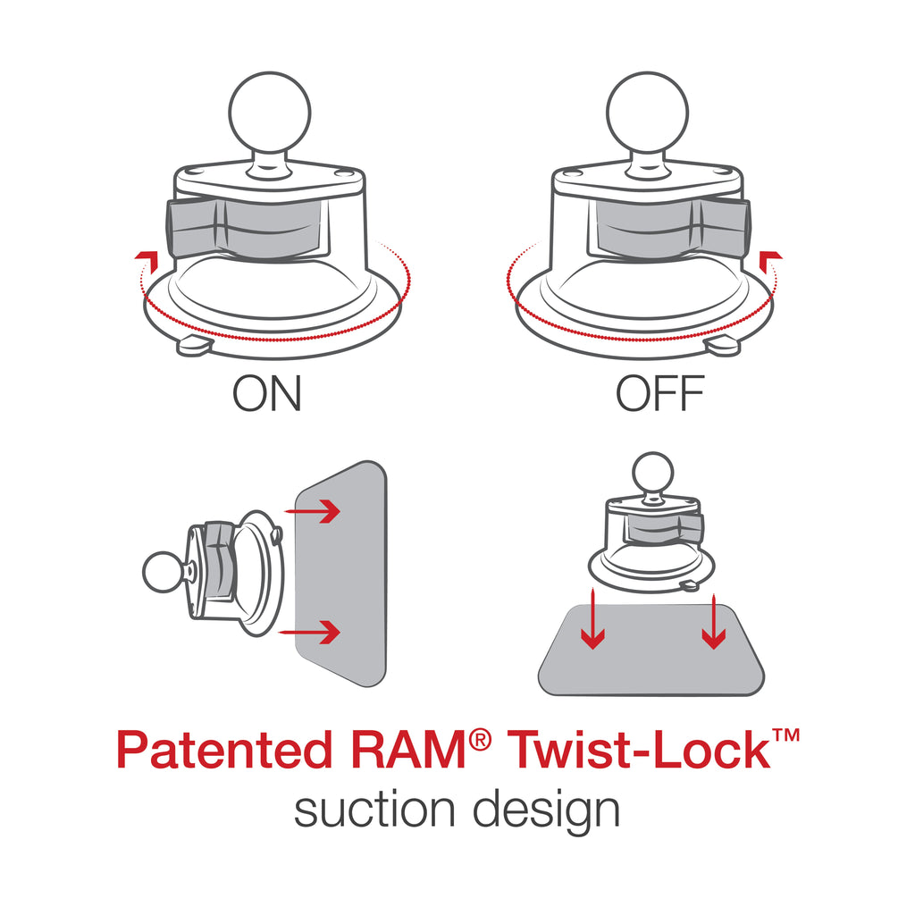 RAM-B-166-C-UN10U:RAM-B-166-C-UN10U_1:RAM® X-Grip® Large Phone Mount with Twist-Lock™ Suction Cup - Long