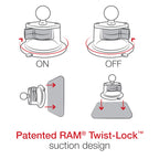 RAM-B-166-GA76U:RAM-B-166-GA76U_1:RAM® Twist-Lock™ Suction Cup Mount with Garmin Spine Clip Holder