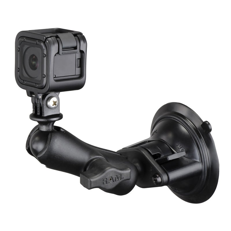 RAM-B-166-GOP1U:RAM-B-166-GOP1U_1:RAM® Twist-Lock™ Suction Cup Mount with Action Camera Adapter - Medium