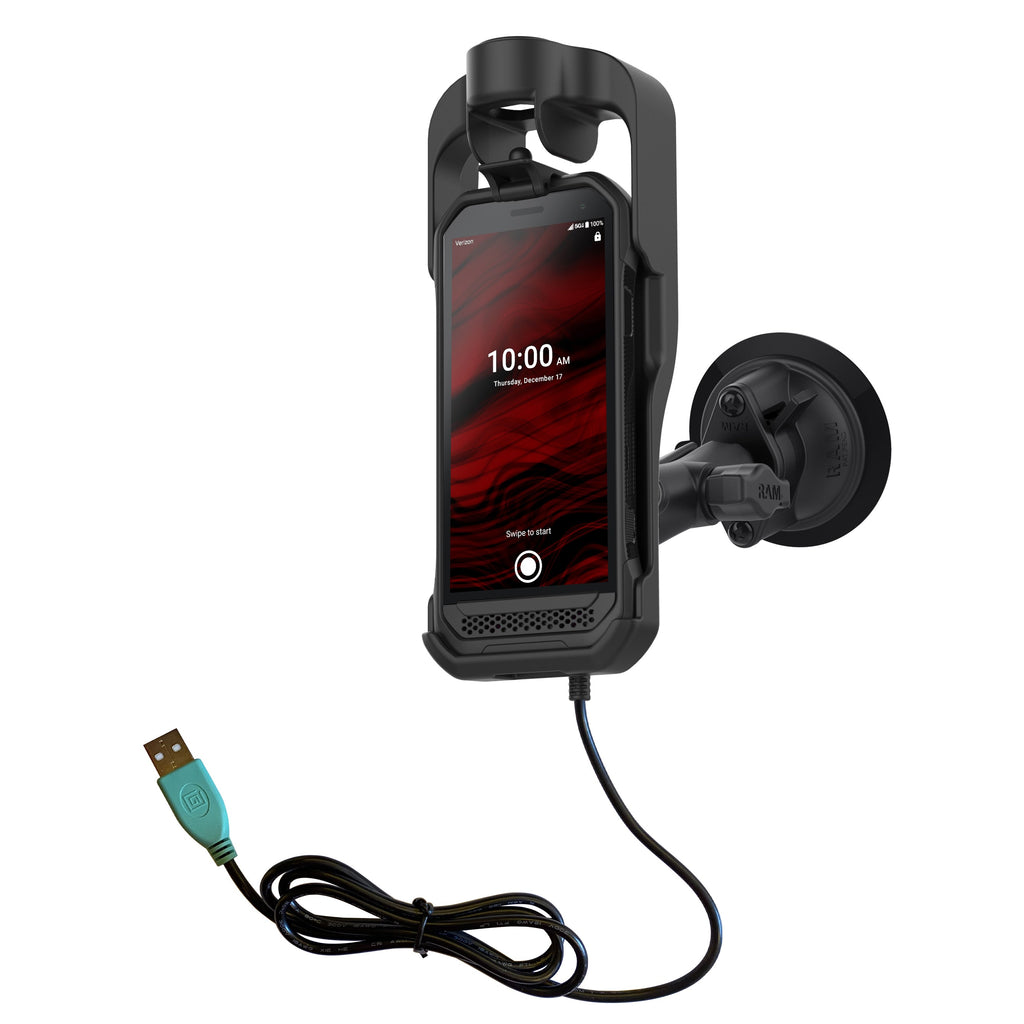 RAM-B-166-KYO1PU:RAM-B-166-KYO1PU_1:RAM® Powered Suction Cup Mount for Kyocera DuraForce Ultra 5G E7110