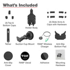 RAM-B-166-PD5-W2MU:RAM-B-166-PD5-W2MU_1:RAM® Quick-Grip™ Pro Suction Cup Mount with Qi2 15W Wireless Charger
