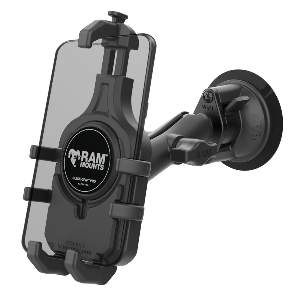 RAM-B-166-PD5U:RAM-B-166-PD5U_1:RAM® Quick-Grip™ Pro Phone Mount with Twist-Lock™ Suction Cup - Medium