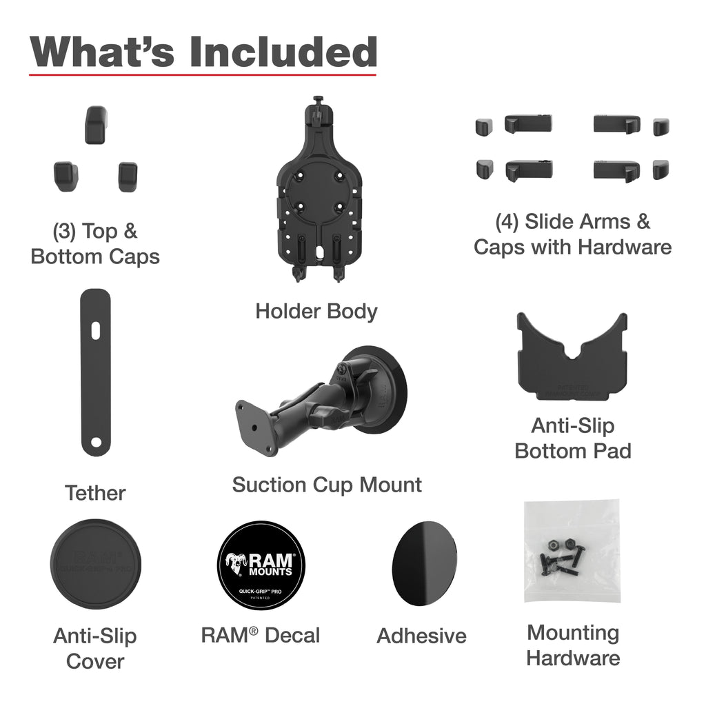 RAM-B-166-PD5U:RAM-B-166-PD5U_1:RAM® Quick-Grip™ Pro Phone Mount with Twist-Lock™ Suction Cup - Medium