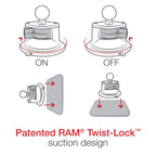 RAM-B-166-PD5U:RAM-B-166-PD5U_1:RAM® Quick-Grip™ Pro Phone Mount with Twist-Lock™ Suction Cup - Medium