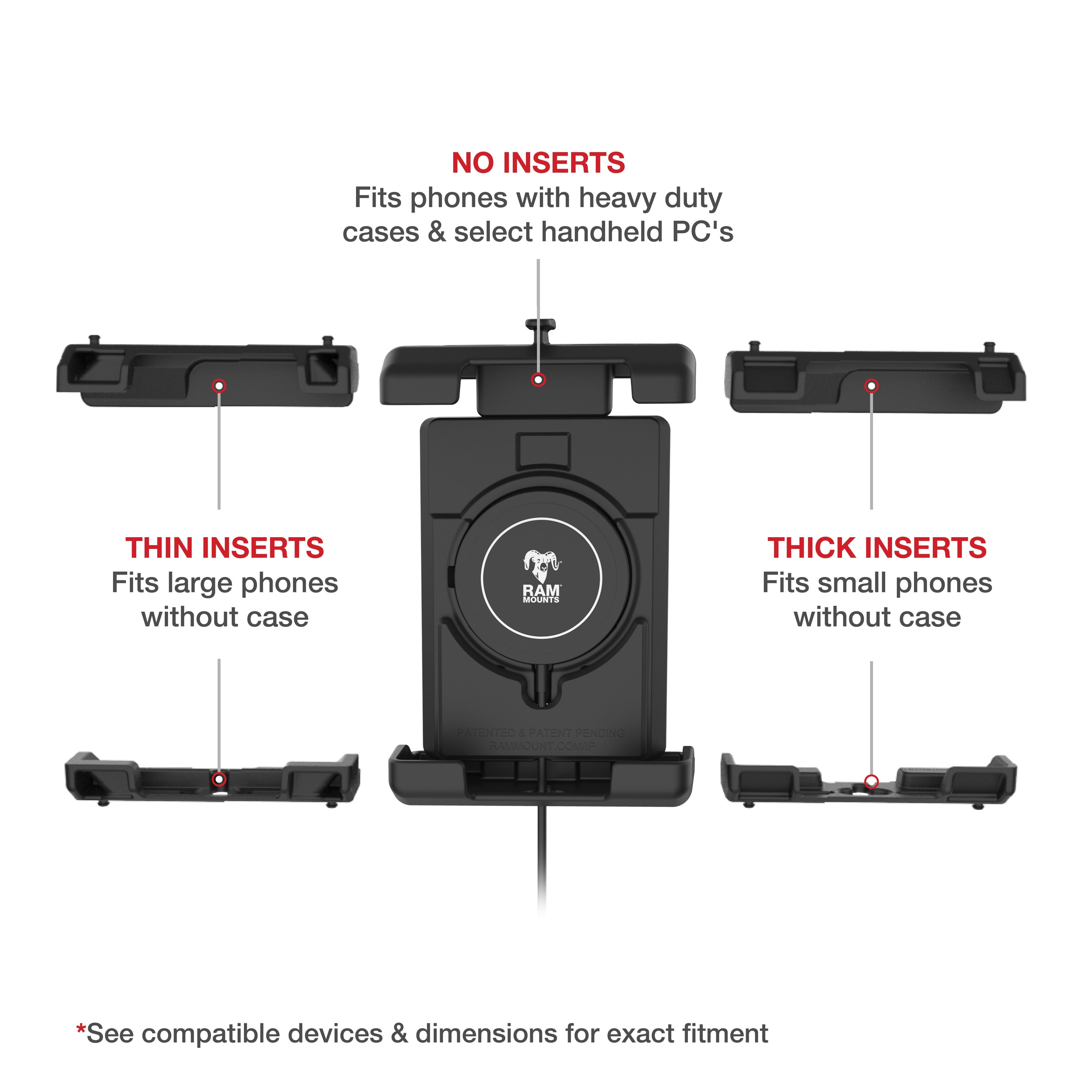 RAM-B-166-PD7-W2MU:RAM-B-166-PD7-W2MU_1:RAM® Quick-Grip™ Pro XL Suction Cup Mount with Qi2 15W Wireless Charger