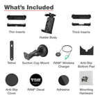 RAM-B-166-PD7-W2MU:RAM-B-166-PD7-W2MU_1:RAM® Quick-Grip™ Pro XL Suction Cup Mount with Qi2 15W Wireless Charger