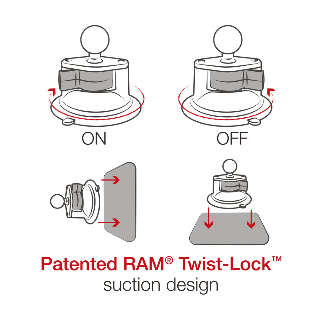 RAM-B-166-UN10U:RAM-B-166-UN10U_1:RAM® X-Grip® Large Phone Mount with Twist-Lock™ Suction Cup - Medium