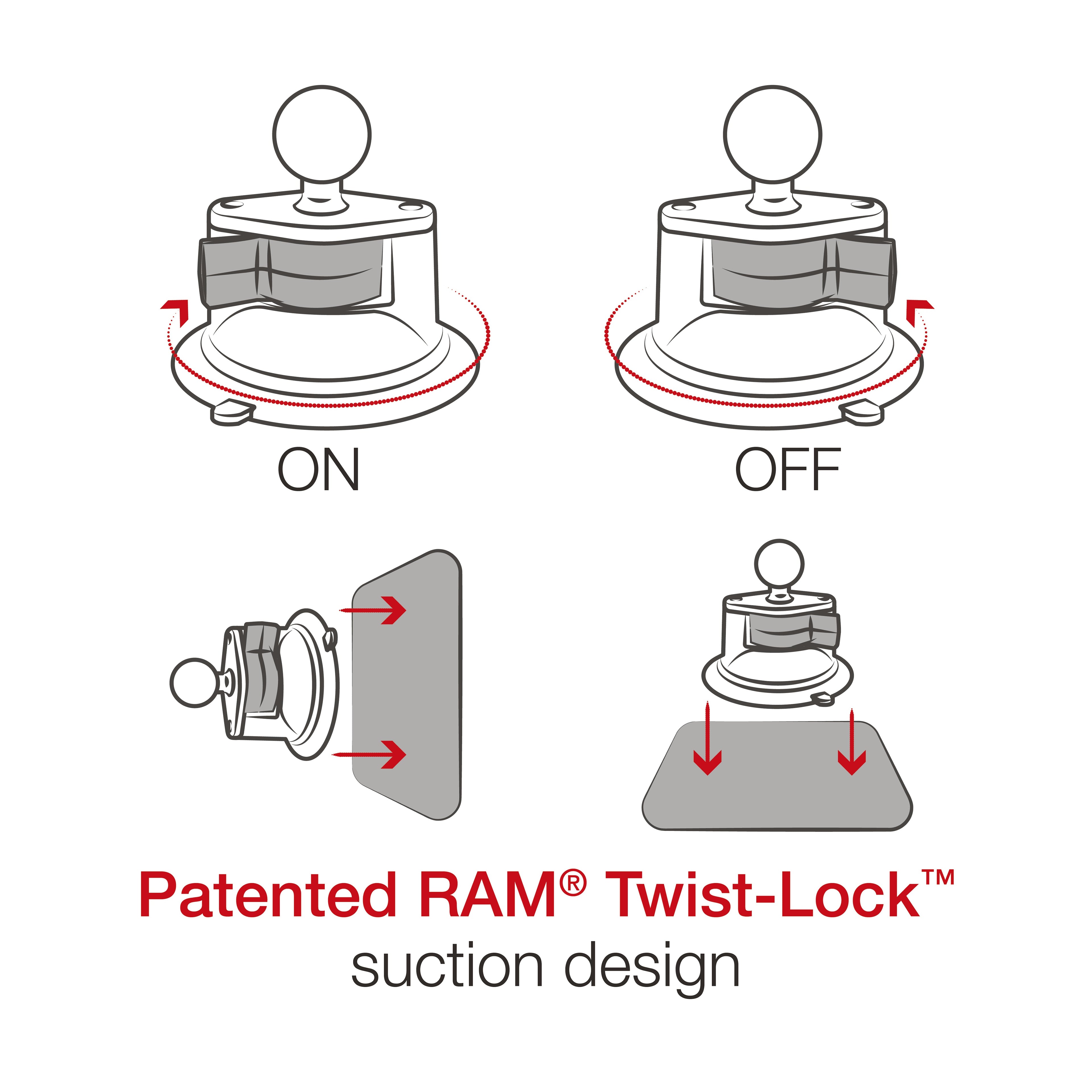RAM-B-166-UN10U:RAM-B-166-UN10U_1:RAM® X-Grip® Large Phone Mount with Twist-Lock™ Suction Cup - Medium