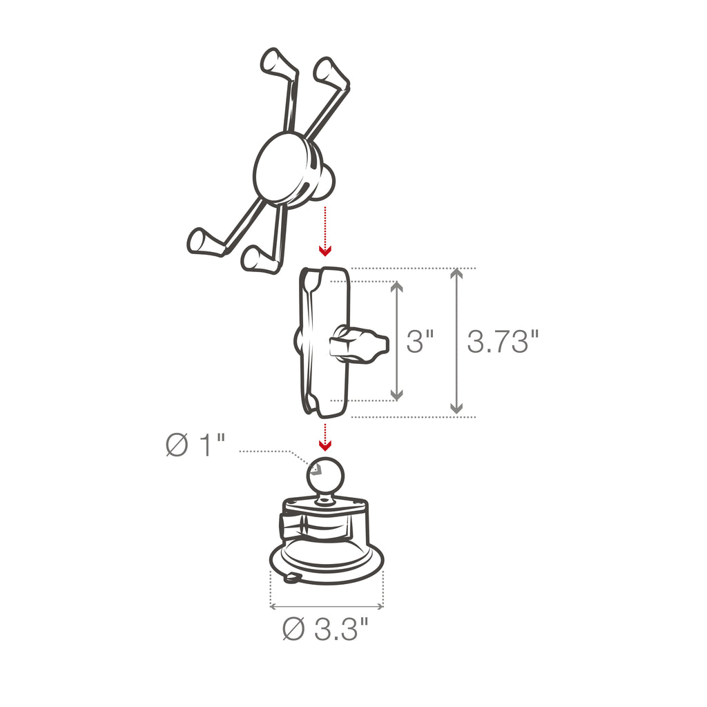 RAM-B-166-UN10U:RAM-B-166-UN10U_1:RAM® X-Grip® Large Phone Mount with Twist-Lock™ Suction Cup - Medium