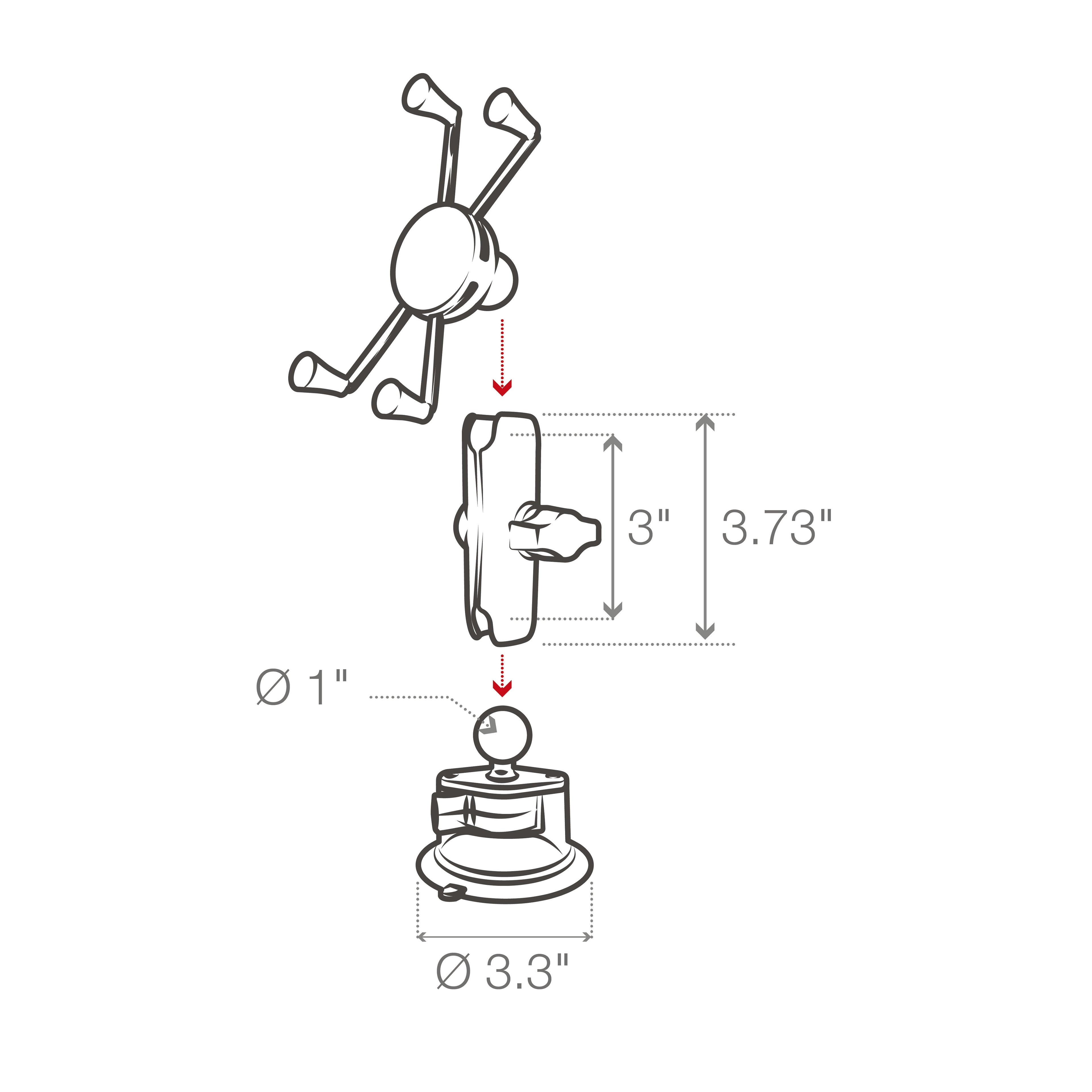 RAM-B-166-UN10U:RAM-B-166-UN10U_1:RAM® X-Grip® Large Phone Mount with Twist-Lock™ Suction Cup - Medium