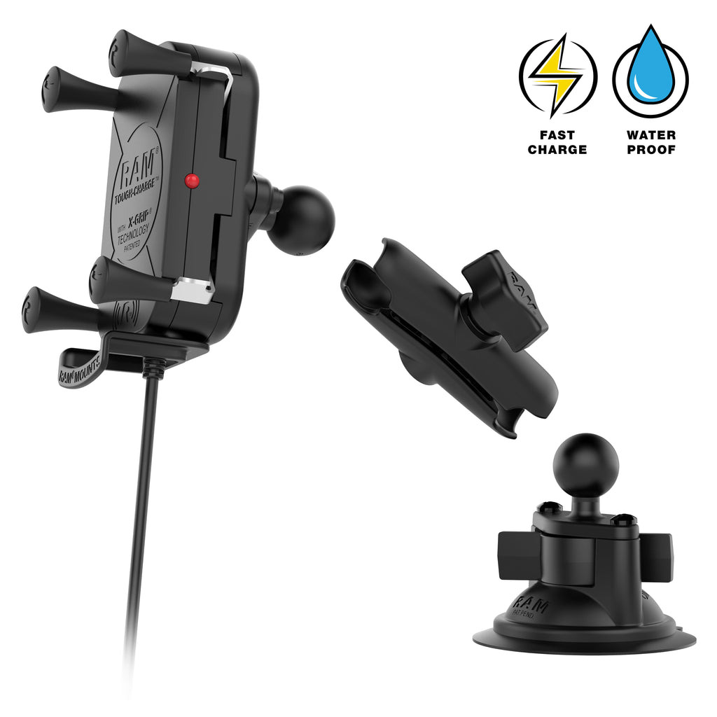 RAM-B-166-UN12W-1:RAM-B-166-UN12W-1_1:RAM® Tough-Charge™ 15W Wireless Charging Suction Cup Mount