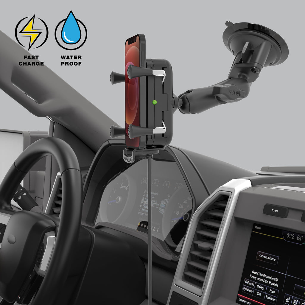 RAM-B-166-UN12W-1:RAM-B-166-UN12W-1_1:RAM® Tough-Charge™ 15W Wireless Charging Suction Cup Mount