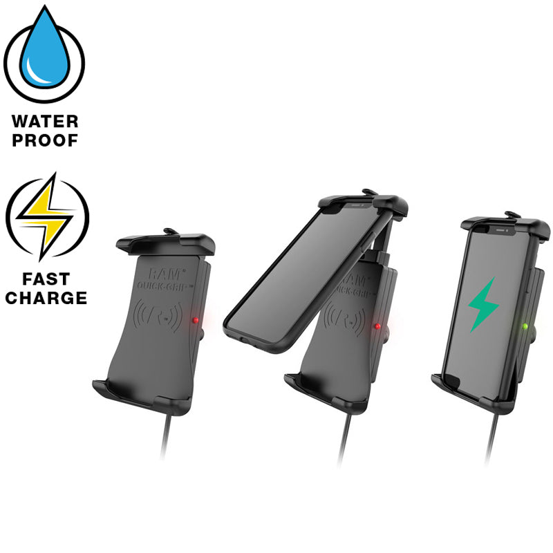 RAM-B-166-UN14W-1:RAM-B-166-UN14W-1_1:RAM® Quick-Grip™ 15W Waterproof Wireless Charging Suction Cup Mount
