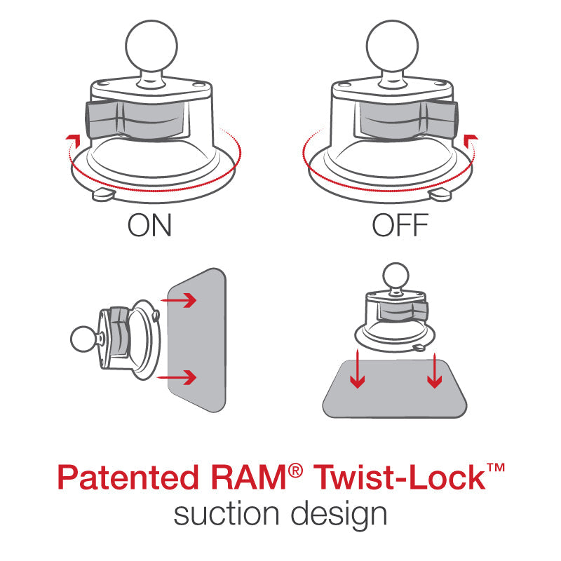 RAM-B-166-UN14W-1:RAM-B-166-UN14W-1_1:RAM® Quick-Grip™ 15W Waterproof Wireless Charging Suction Cup Mount