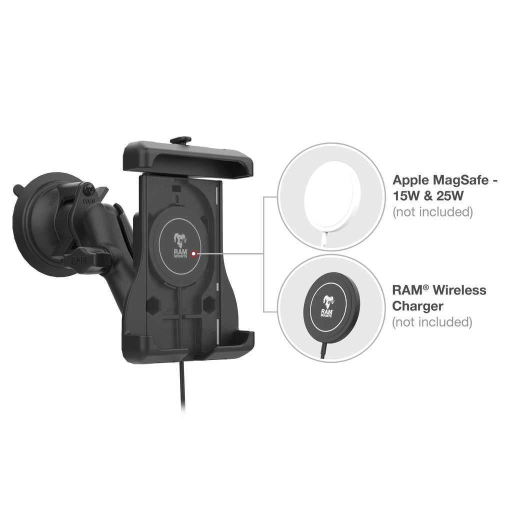 RAM-B-166-UN15WU:RAM-B-166-UN15WU_1:RAM® Quick-Grip™ Suction Cup Mount for for iPhone 12 Series + MagSafe