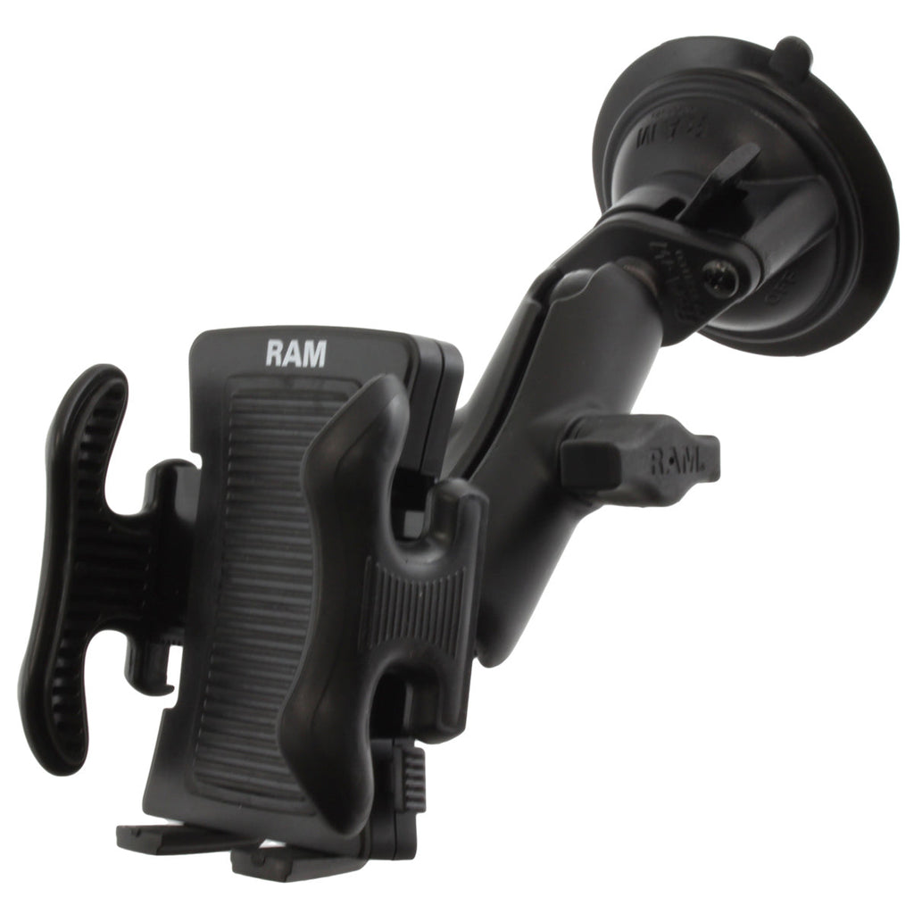 RAM-B-166-UN5U:RAM-B-166-UN5U_1:RAM® Twist-Lock™ Suction Cup Mount with Spring-Loaded Phone Holder