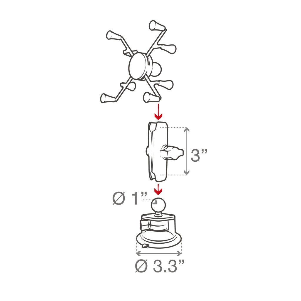 RAM-B-166-UN8U:RAM-B-166-UN8U_1:RAM® X-Grip® with RAM® Twist-Lock™ Suction Cup Mount for 7"-8" Tablets