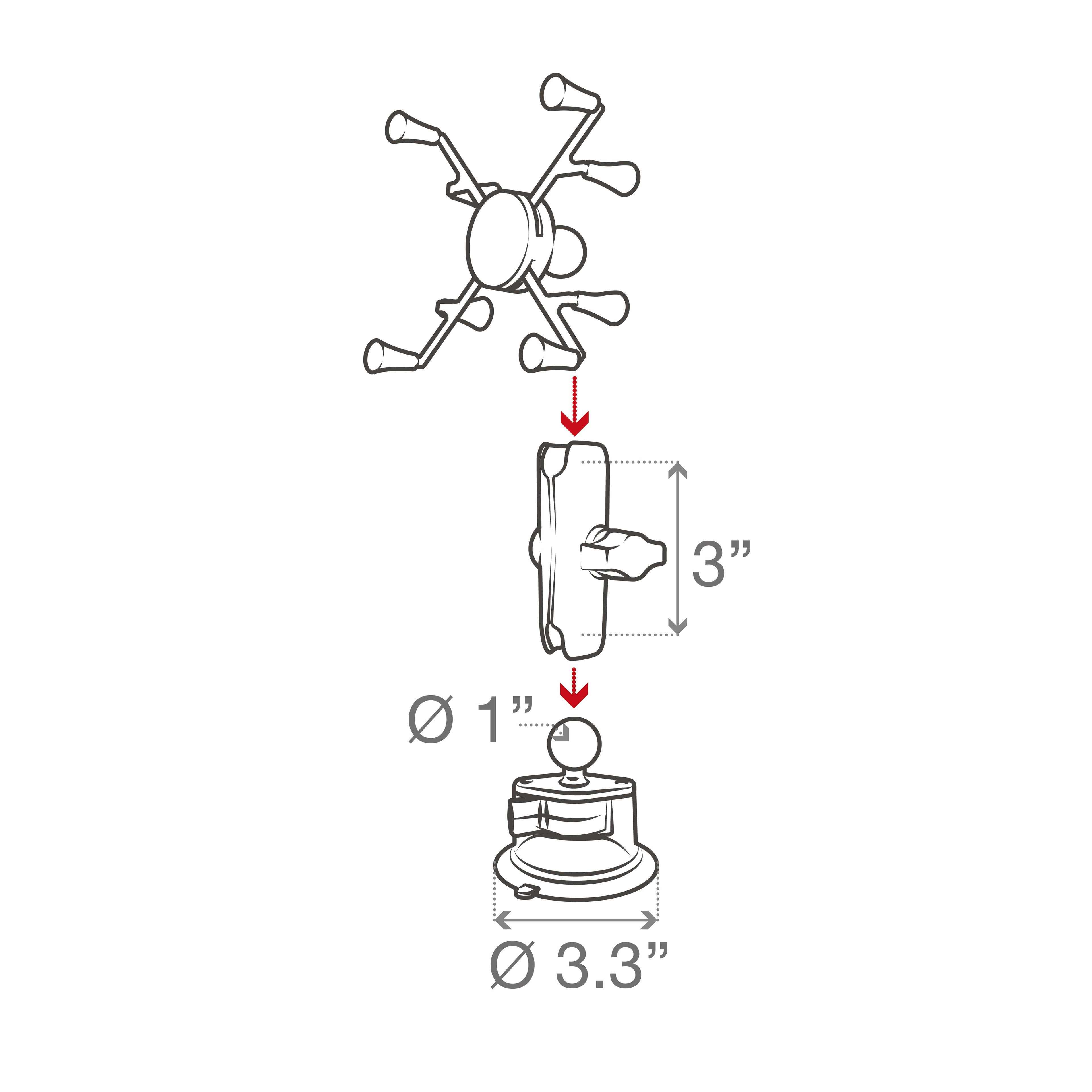 RAM-B-166-UN8U:RAM-B-166-UN8U_1:RAM® X-Grip® with RAM® Twist-Lock™ Suction Cup Mount for 7"-8" Tablets