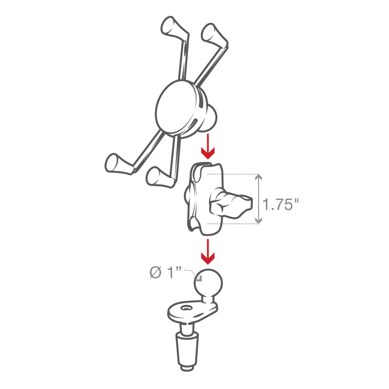 RAM-B-176-A-UN10U:RAM-B-176-A-UN10U_1:RAM® X-Grip® Large Phone Mount with Motorcycle Fork Stem Base