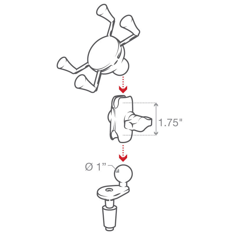 RAM-B-176-A-UN7U:RAM-B-176-A-UN7U_1:RAM® X-Grip® Phone Holder with Motorcycle Fork Stem Base