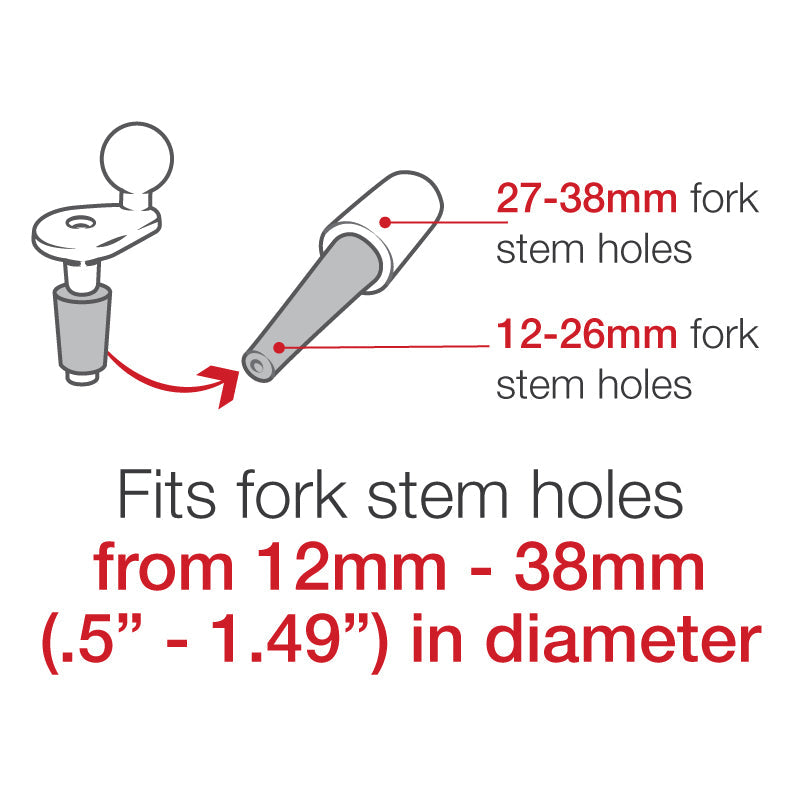 RAM-B-176-UN4U:RAM-B-176-UN4U_1:RAM® Fork Stem Mount with RAM® Finger-Grip™ GPS/Radio Holder