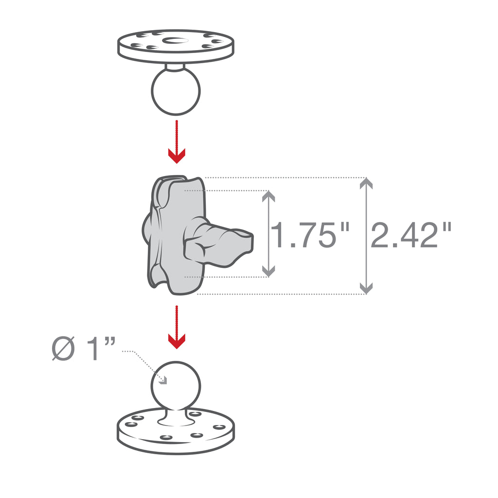 RAM-B-201U-A:RAM-B-201U-A_1:RAM® Double Socket Arm - B Size Short