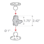 RAM-B-201U-A:RAM-B-201U-A_1:RAM® Double Socket Arm - B Size Short