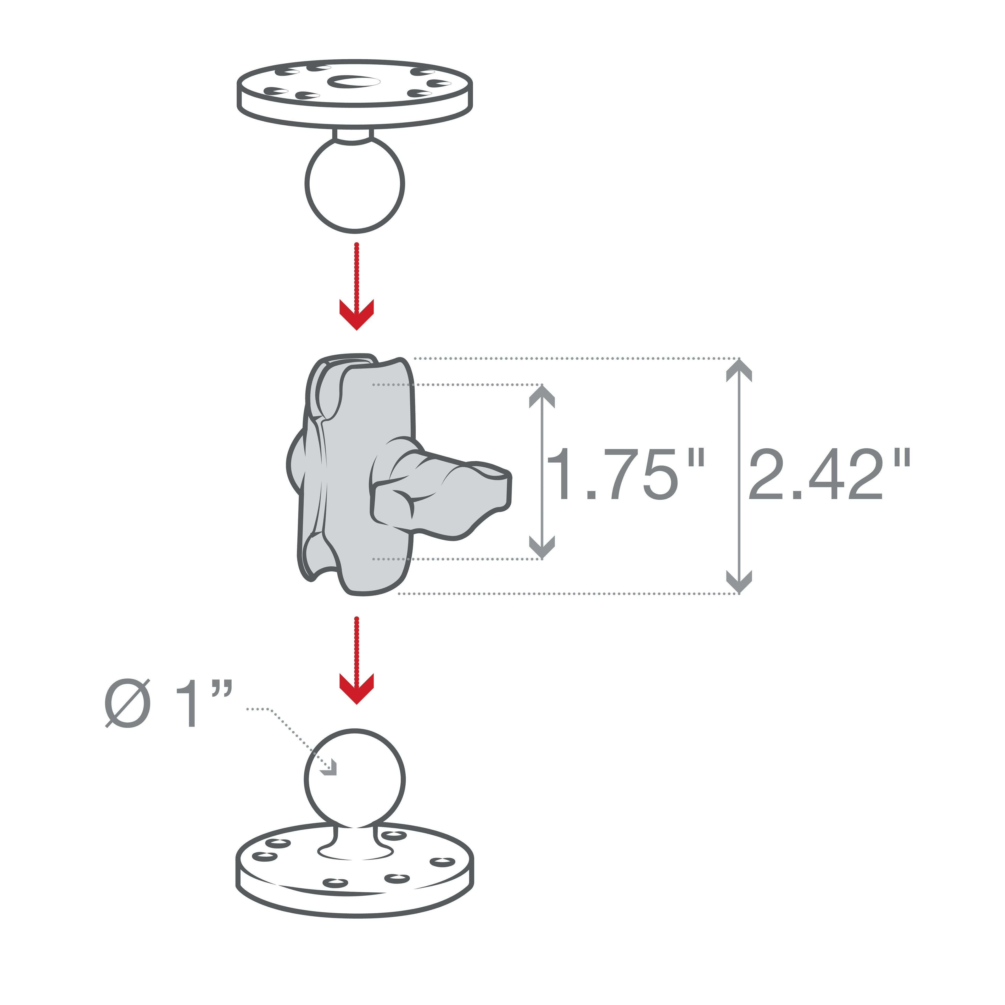 RAM-B-201U-A:RAM-B-201U-A_1:RAM® Double Socket Arm - B Size Short