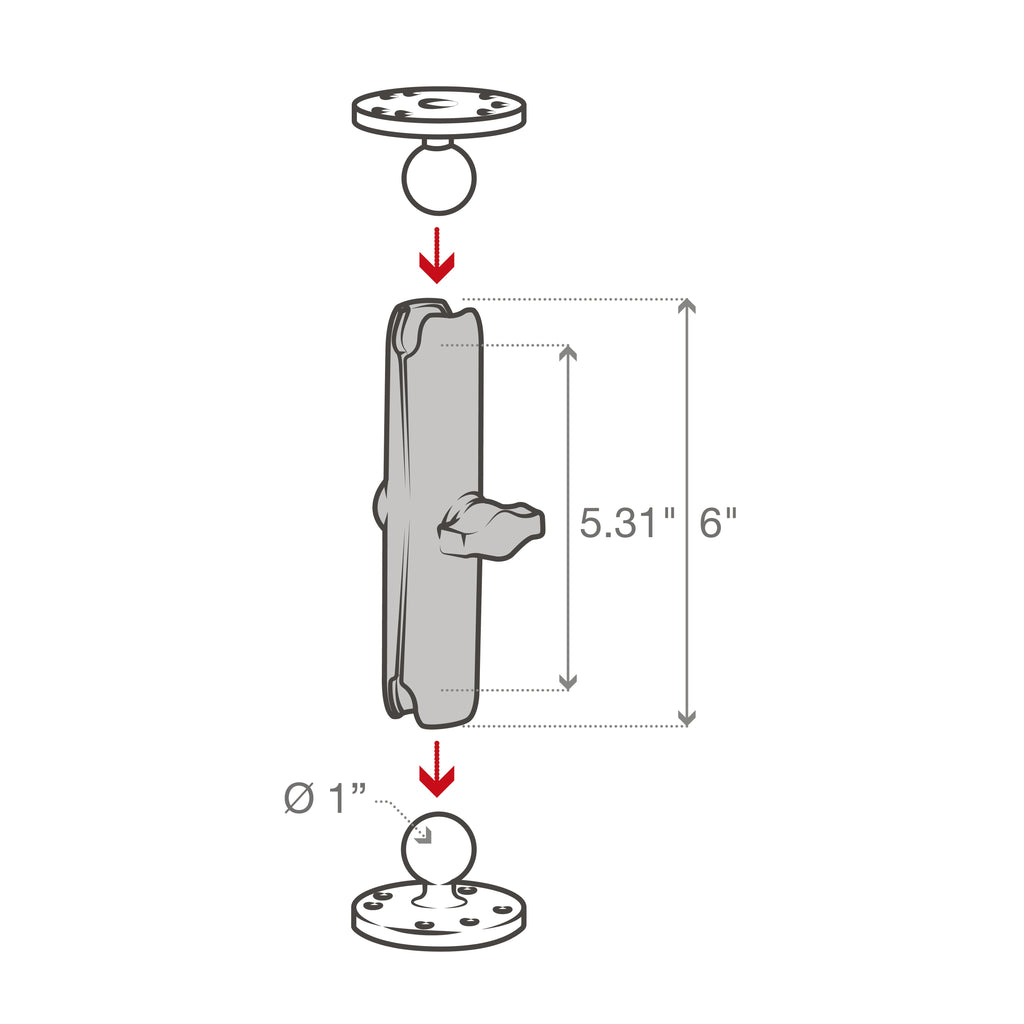 RAM-B-201U-C:RAM-B-201U-C_1:RAM® Double Socket Arm - B Size Long