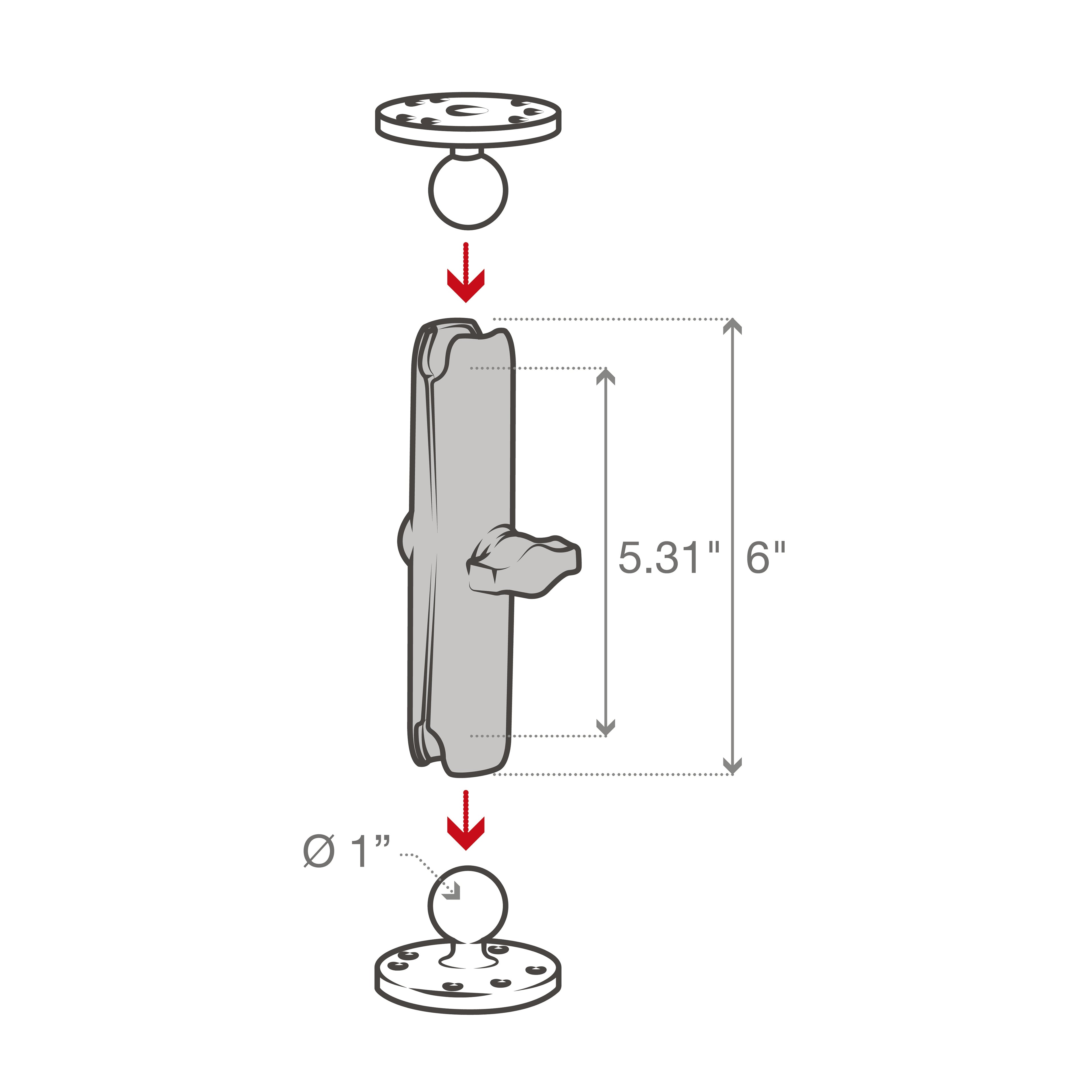 RAM-B-201U-C:RAM-B-201U-C_1:RAM® Double Socket Arm - B Size Long