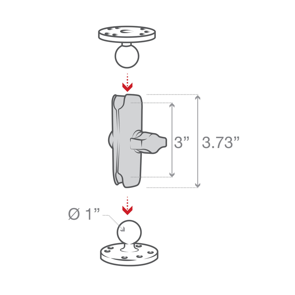 RAM-B-201U:RAM-B-201U_1:RAM® Double Socket Arm - B Size Medium