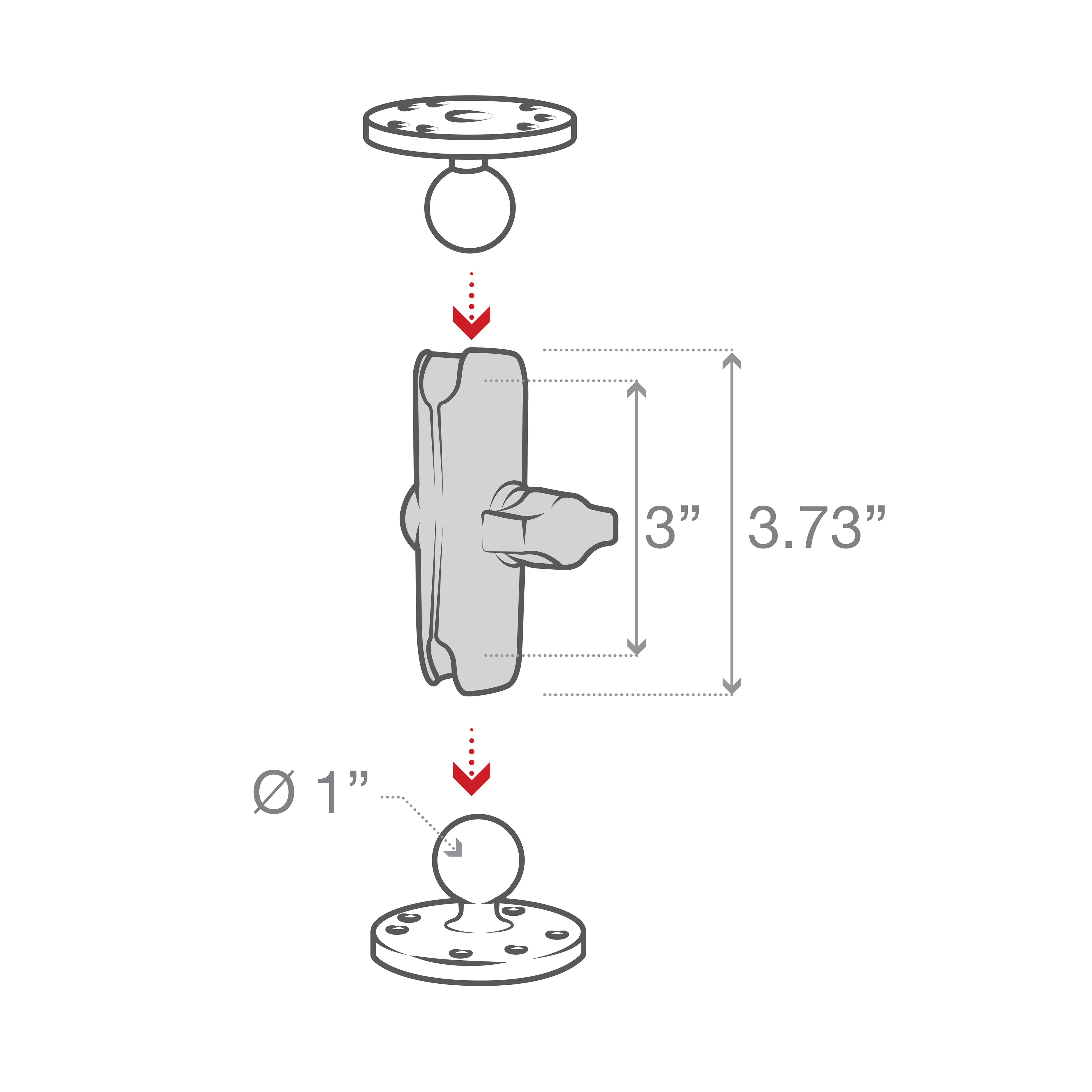 RAM-B-201U:RAM-B-201U_1:RAM® Double Socket Arm - B Size Medium