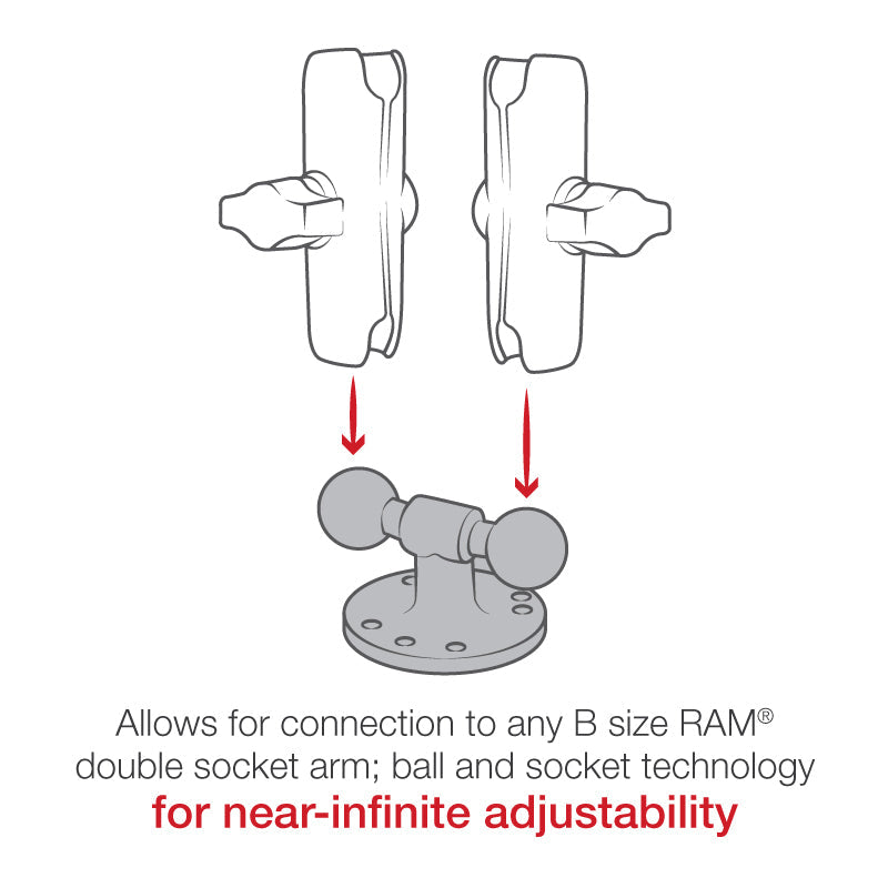 RAM-B-217U:RAM-B-217U_1:RAM® Double Ball Adapter with Round Base - B Size