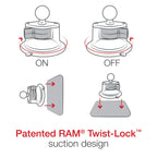 RAM-B-224-1U:RAM-B-224-1U_1:RAM® Twist-Lock™ Suction Cup Base with Ball