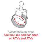 RAM-B-231-2:RAM-B-231-2_1:RAM® ATV/UTV Ball Base for Rails up to 3.15" - Stainless Steel