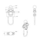 RAM-B-231ZU:RAM-B-231ZU_1:RAM® Handlebar U-Bolt Base for Rails 0.5" to 1.25" in Diameter - B Size