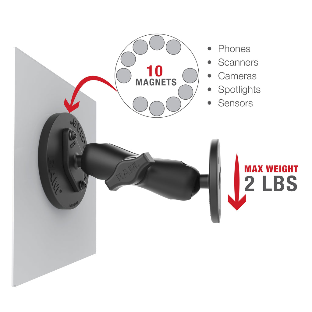 RAM-B-238-MAG88U:RAM-B-238-MAG88U_1:RAM® Tough-Mag™ 88MM Diameter Magnetic Ball Base - B Size