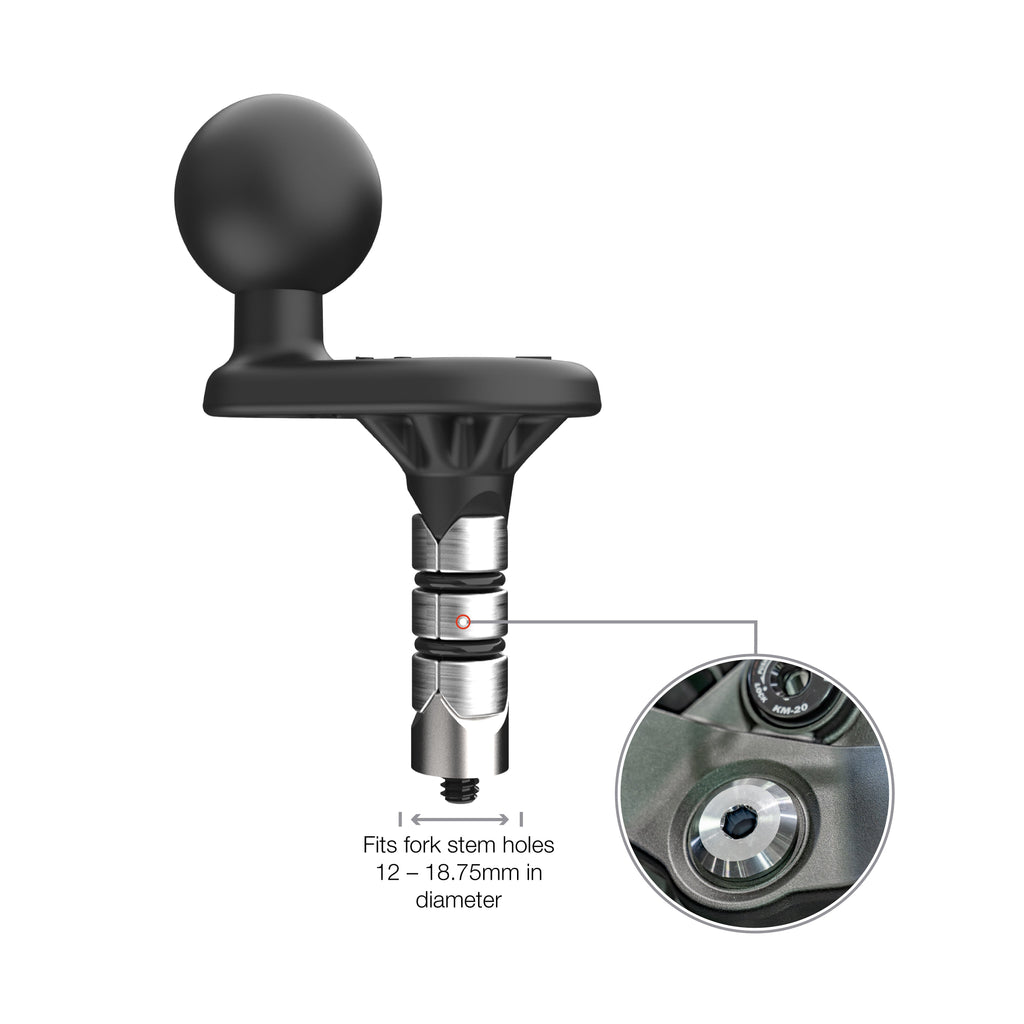 RAM-B-342W-1U:RAM-B-342W-1U_1:RAM® Motorcycle Fork Stem Wedge Ball Base - 12-18mm Holes