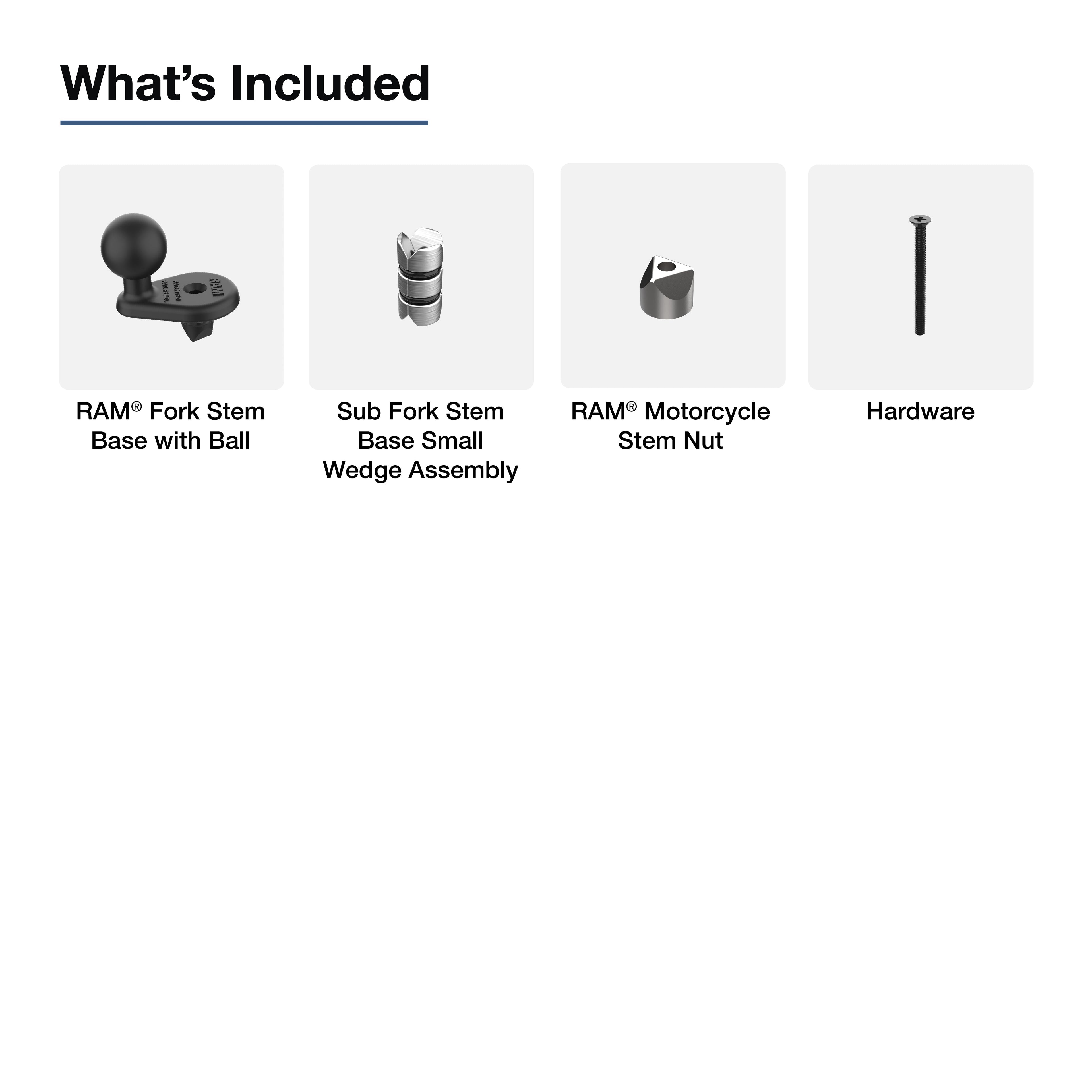RAM-B-342W-1U:RAM-B-342W-1U_1:RAM® Motorcycle Fork Stem Wedge Ball Base - 12-18mm Holes